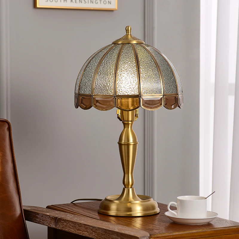 台灯卧室床头美式客厅角几书房灯中式欧式复古轻奢高级感全铜台灯