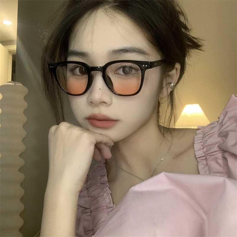 ins风渐变腮红眼镜女近视可配度数韩版潮黑框素颜神器眼睛框圆脸