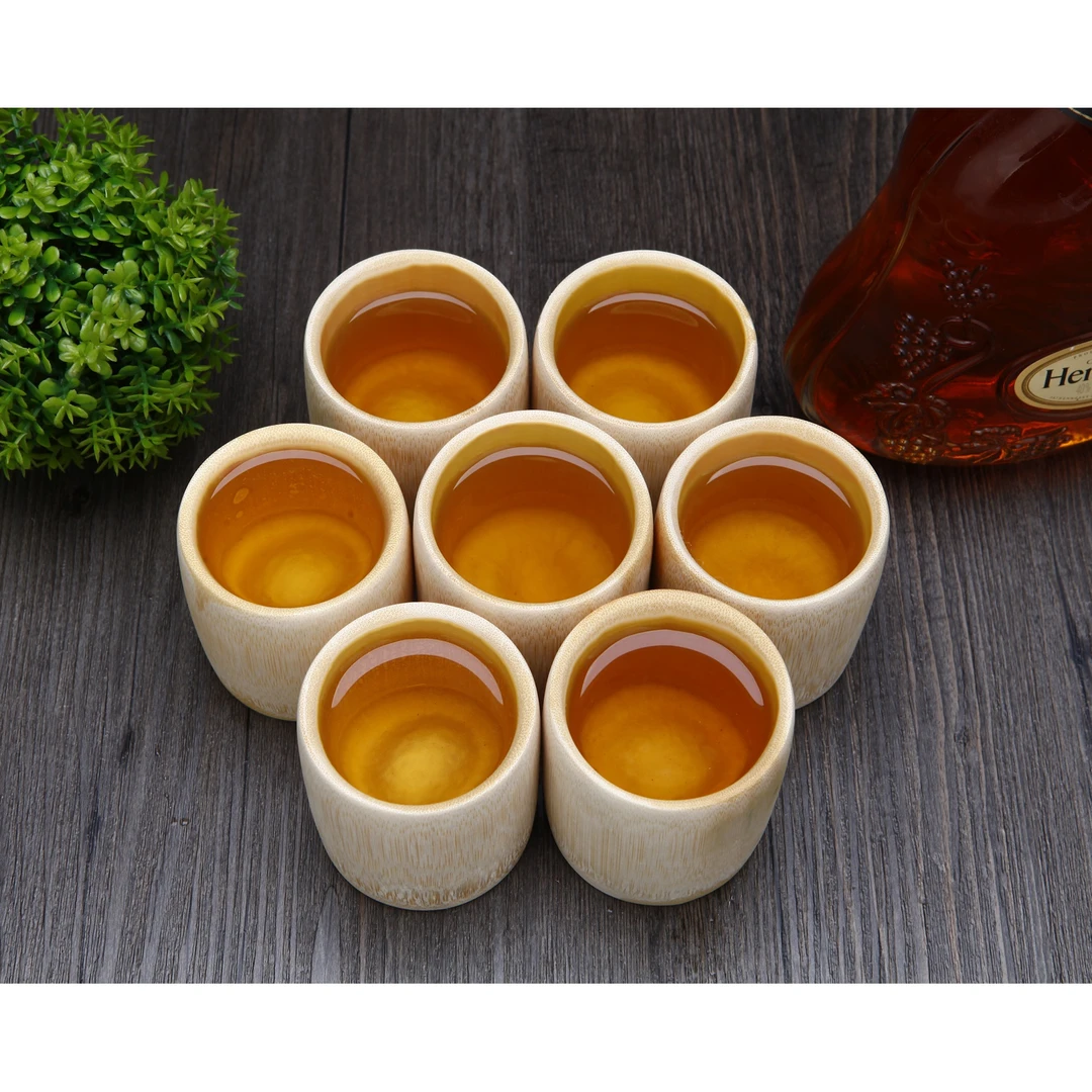 5只装 健康环保创意竹酒杯木制酒杯餐厅酒店家用白酒红酒杯香槟杯
