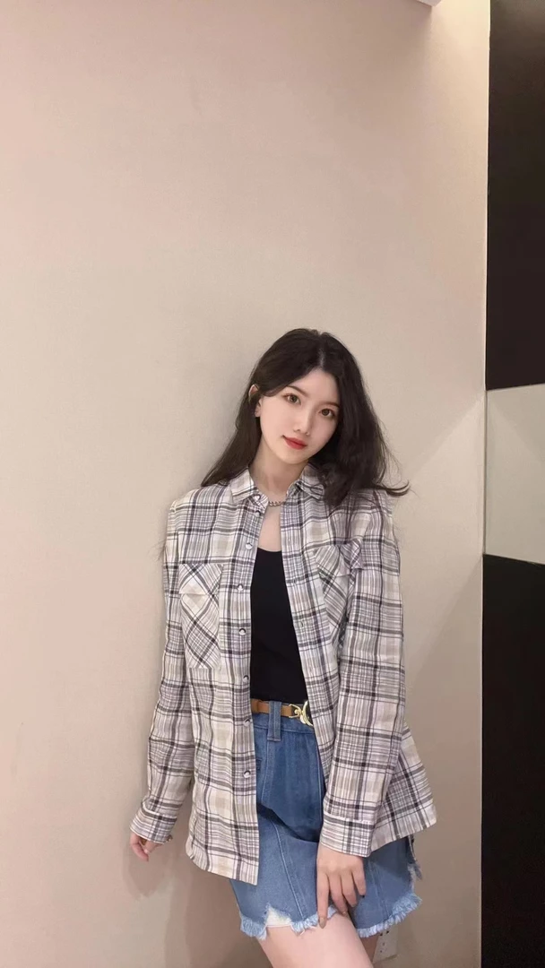哥弟GIRDEAR新款格纹亚麻衬衣1300592