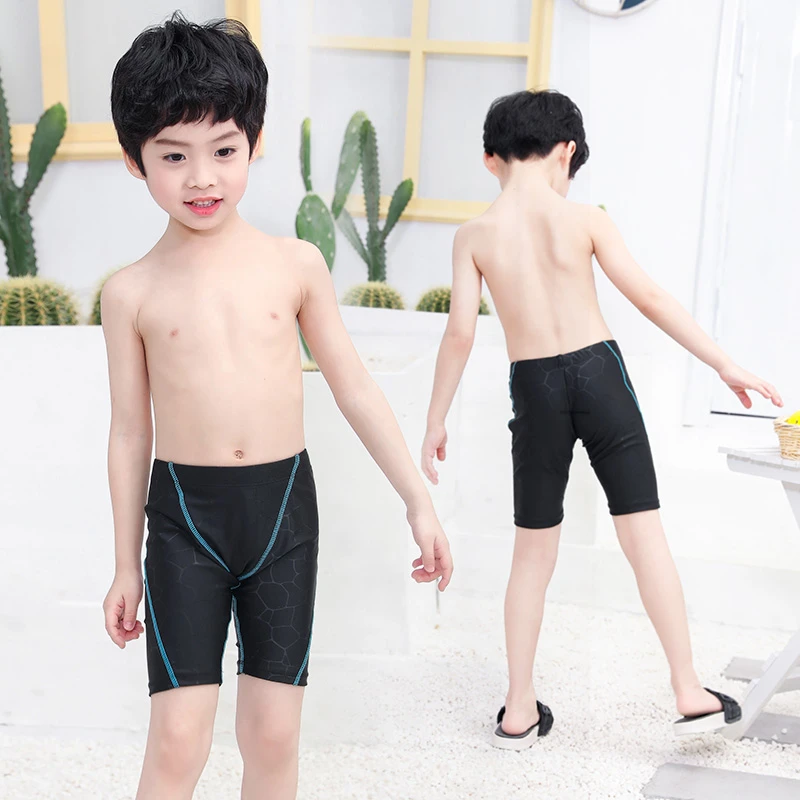 青少年泳裤儿童竞速比赛小中大童学生男五分裤加肥大码速干游泳裤