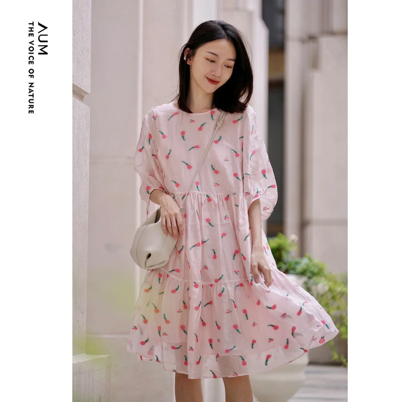 【fafa裙-郁金香】AUM/噢姆夏日漫游小清新度假法式连衣裙M1CX25716