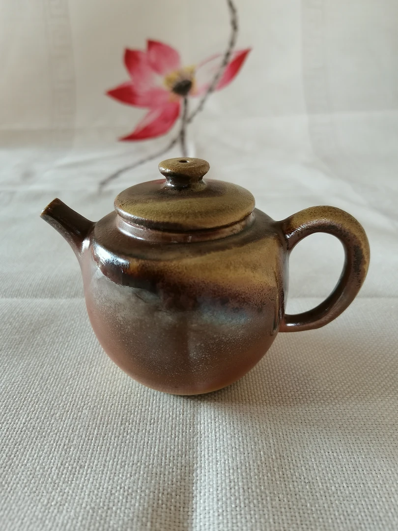 柴烧壶，古法柴烧自然落灰釉