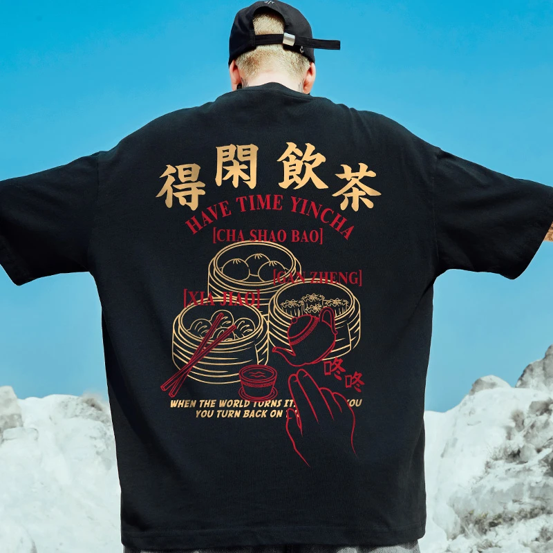 2025新款夏季男士大码短袖T恤潮牌印花潮流宽松半袖男圆领上衣夏