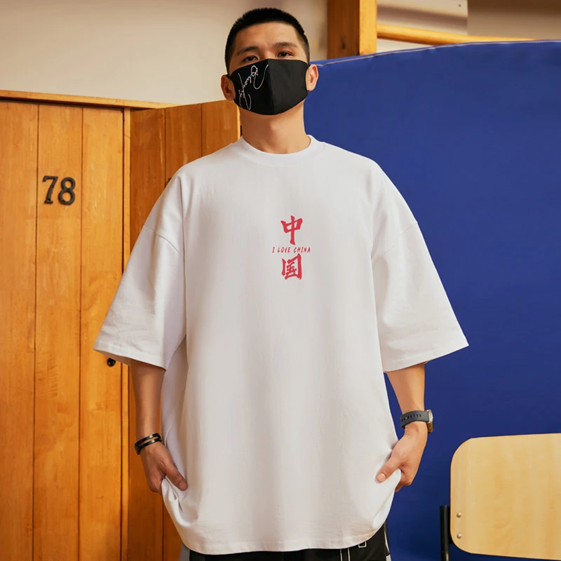 国潮oversize短袖t恤男潮加肥加大码情侣bf宽松纯棉胖子半袖潮流