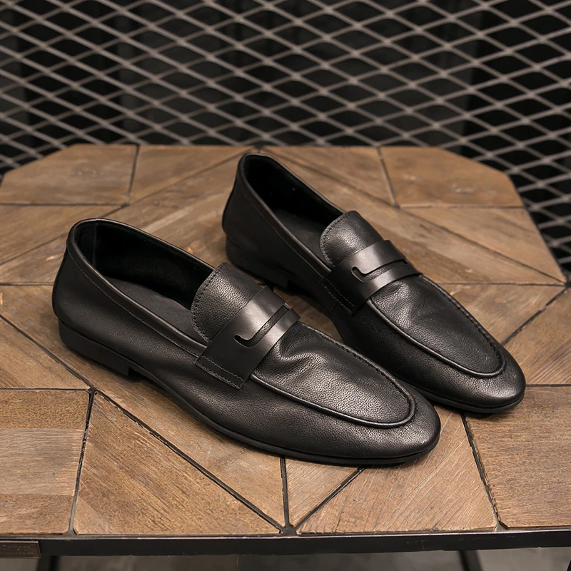 春季新款豆豆鞋男韩版潮流软面软底男鞋潮鞋透气懒人一脚蹬真皮鞋