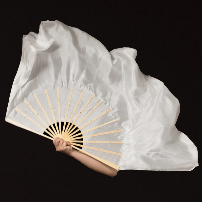 万疆真丝扇纯白色舞蹈扇子雪中梅古典舞绸扇长胶州秧歌跳舞扇艺考