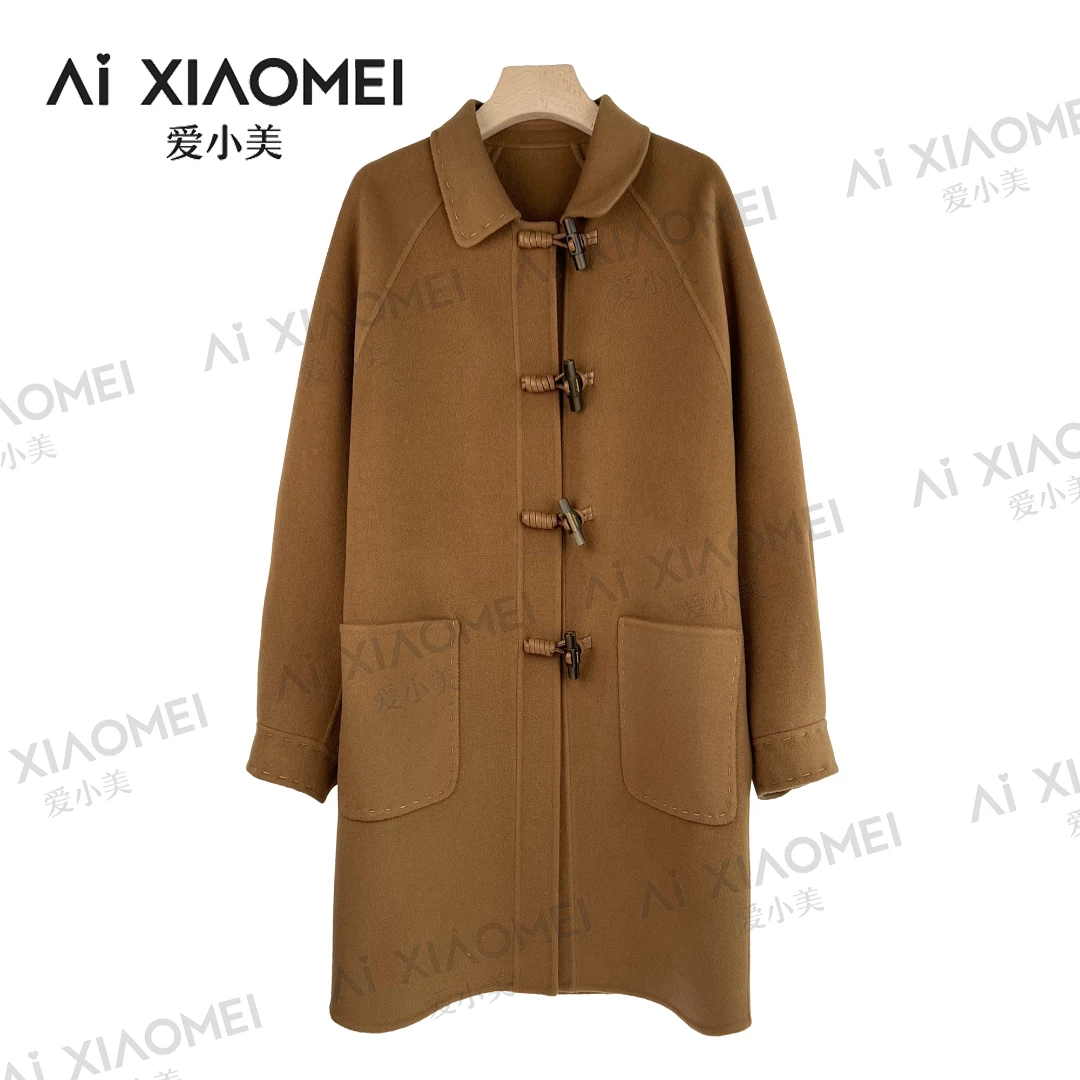 Aixiaomei/爱小美【南瓜大衣】1YR02-0060中长款羊毛羊绒时尚