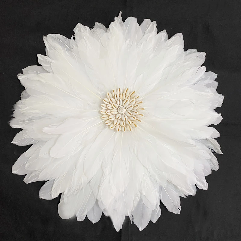 羽毛花材料包 大飘布边鹅毛布带 ins北欧风客厅羽毛墙壁挂饰编织