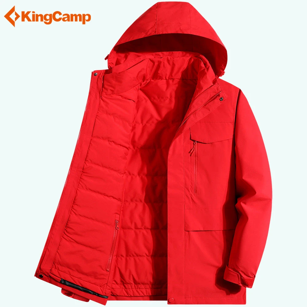 KingCamp冬季羽绒冲锋衣男女三合一可脱卸户外防风防水登山服外套