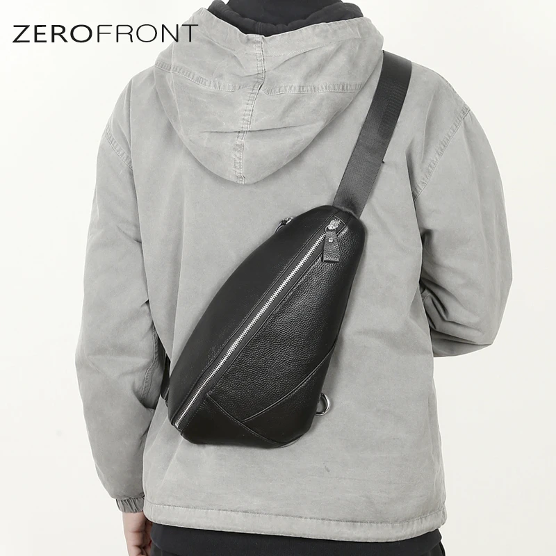 头层牛皮男士胸包斜挎包真皮休闲男包单肩包背包男小挎包潮大容量