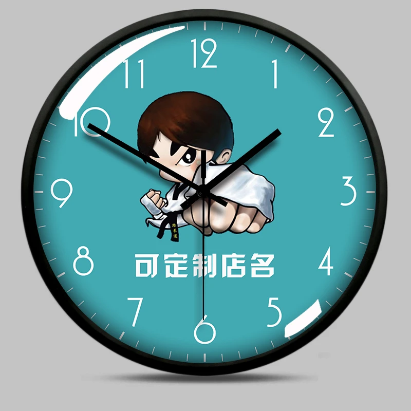 跆拳道艺术diy定制挂钟武术馆客厅个性创意静音石英钟表装饰时钟