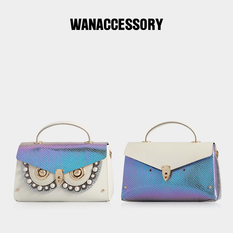 WANACCESSORY万蔻猫头鹰双面换脸手提斜跨包PEEP特别款原创设计师