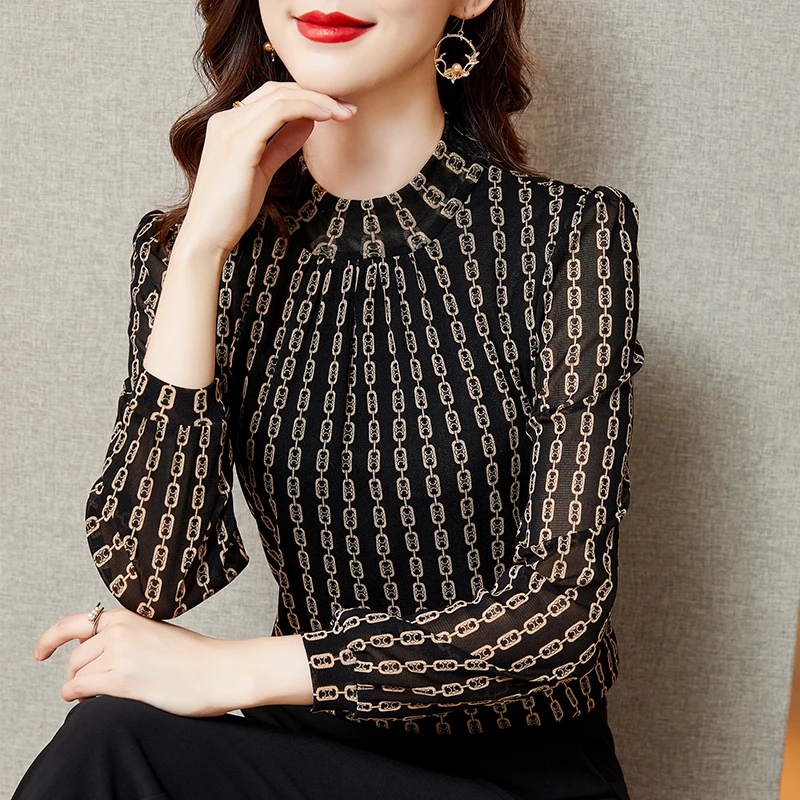 2024春秋装新款长袖套头洋气小衫通勤气质显瘦打底上衣T恤女百搭