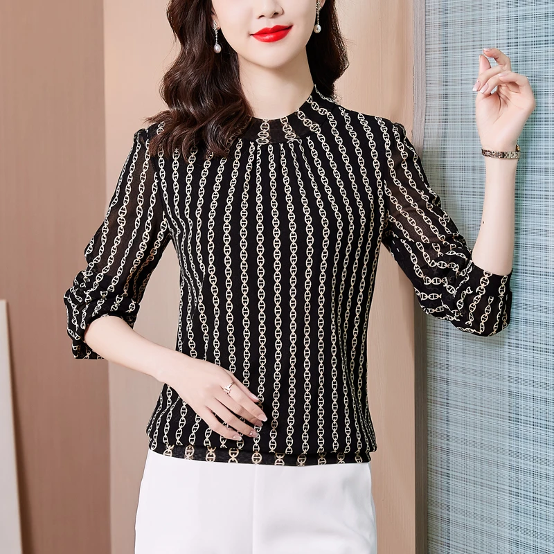 2022春秋装新款长袖套头洋气小衫通勤气质显瘦打底上衣T恤女时尚