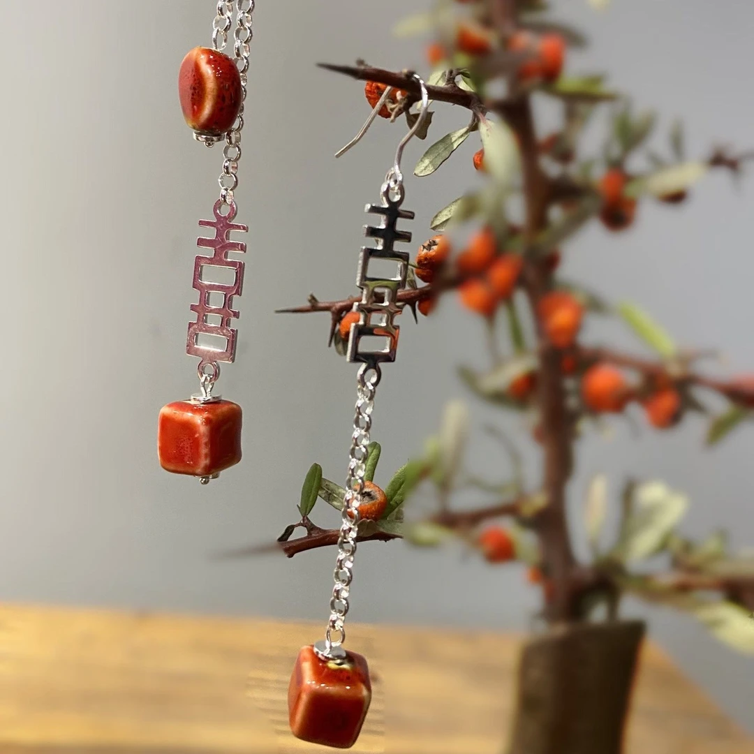 忆绵鸳鸯长款耳饰