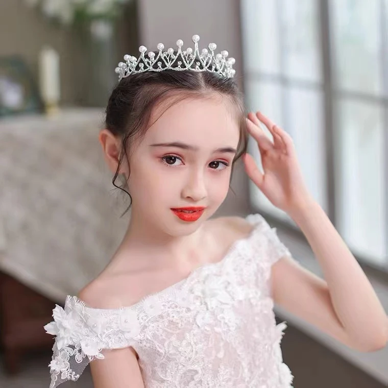 儿童皇冠公主水钻珍珠头饰儿童超仙韩式森系小女孩走秀表演装