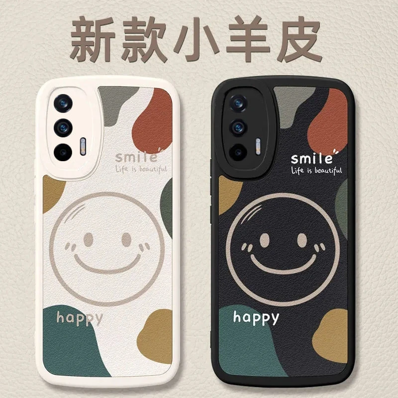 RealmeGT手机壳gtneo闪速版笑脸羊皮软壳真我GTNeo2T保护套笑脸潮