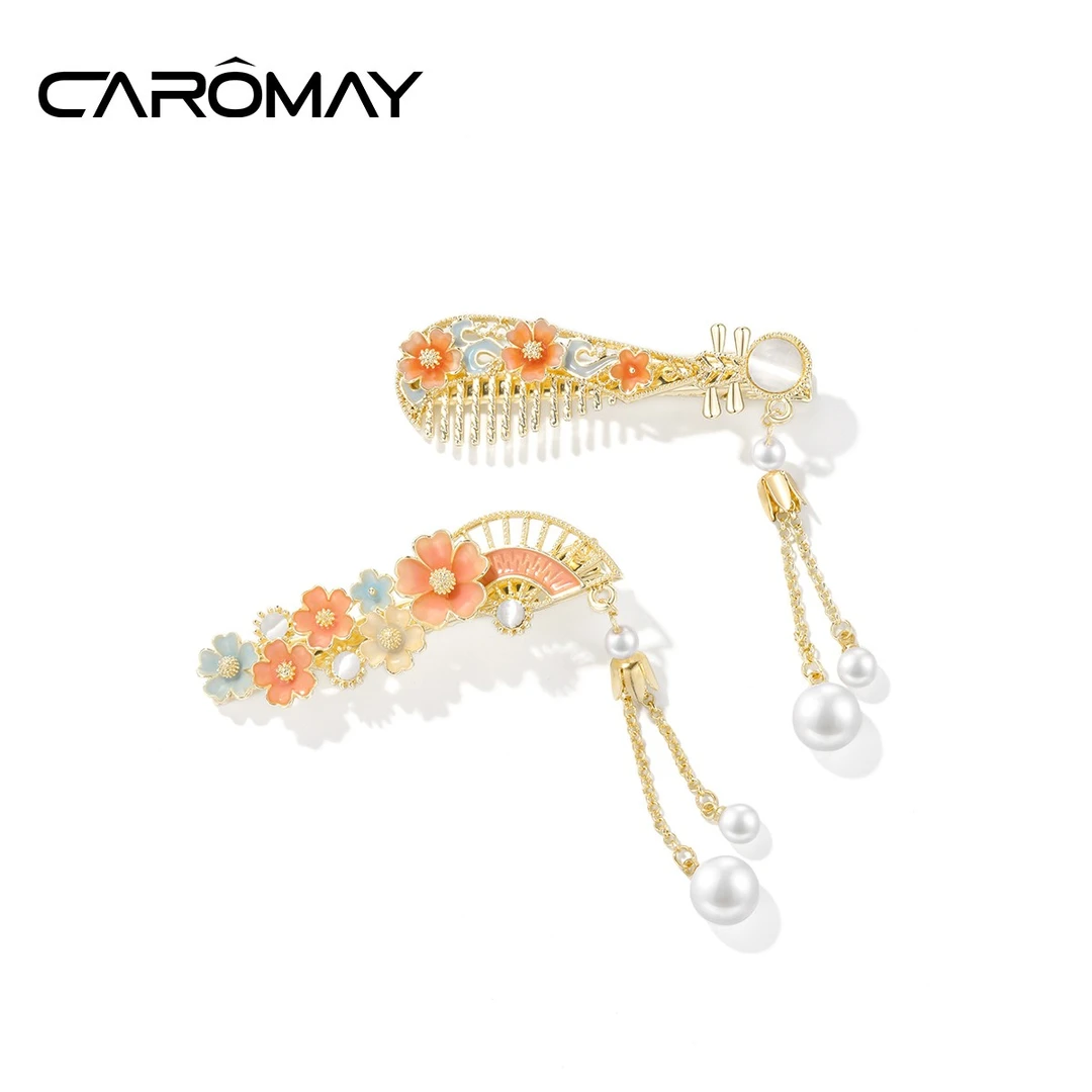 CAROMAY古风琵琶扇子发夹中国风超仙发卡F2070