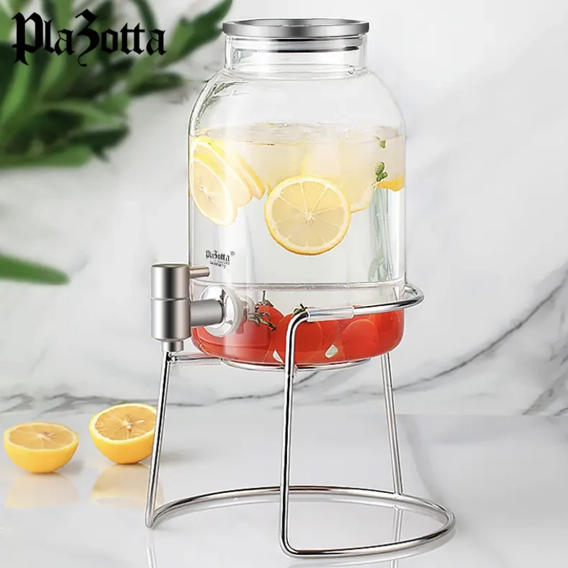 德国plazotta大容量玻璃凉水壶家用轻奢果汁扎冷水壶带龙头果汁桶