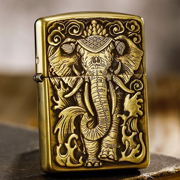 ZIPPO打火机DIY鬼王盔甲浮雕六牙象王（主播专属）DY8912FD