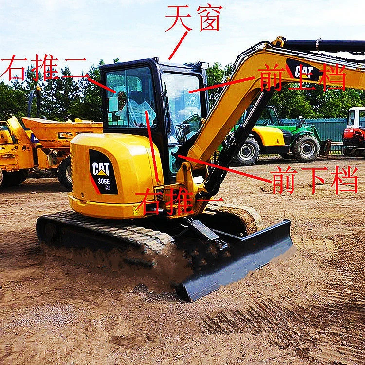 卡特彼勒305.5E2 306挖掘机勾机挖机挡风前后挡天窗车门钢化玻璃