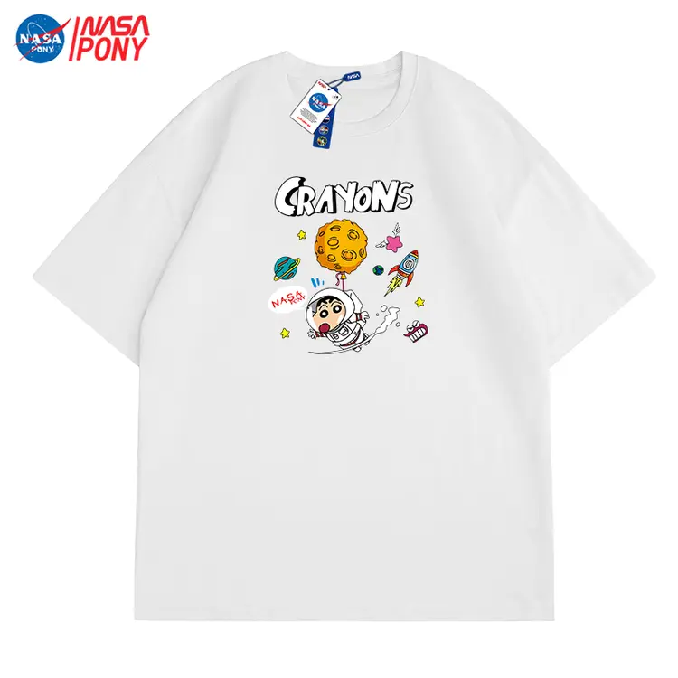 【汤达人专享】NASA线上联名2022夏季蜡笔小新情侣潮牌短袖T恤