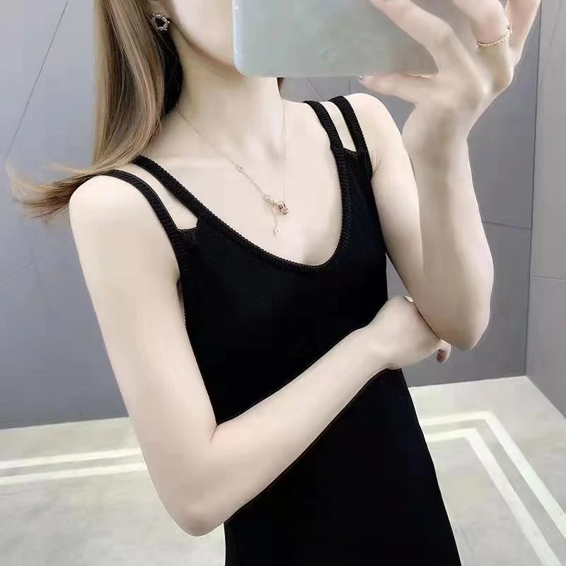 莫代尔中长款吊带背心女夏宽松大码打底裙内穿外搭百搭连衣裙睡裙