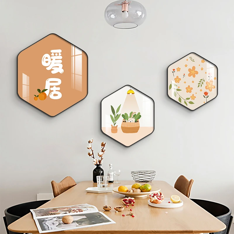 阪画屋2暖居餐厅装饰画北欧小清新饭厅挂画新款三联创意画悠然