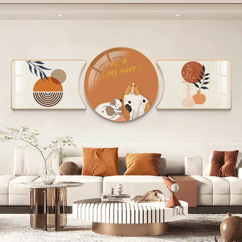 阪画屋简约现代客厅装饰画北欧清新沙发背景墙挂画组合画【商25】