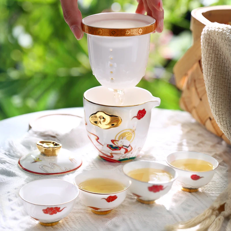 旅行茶具套装小套便携式过滤茶杯盖杯车载户外快客杯冲茶杯简约