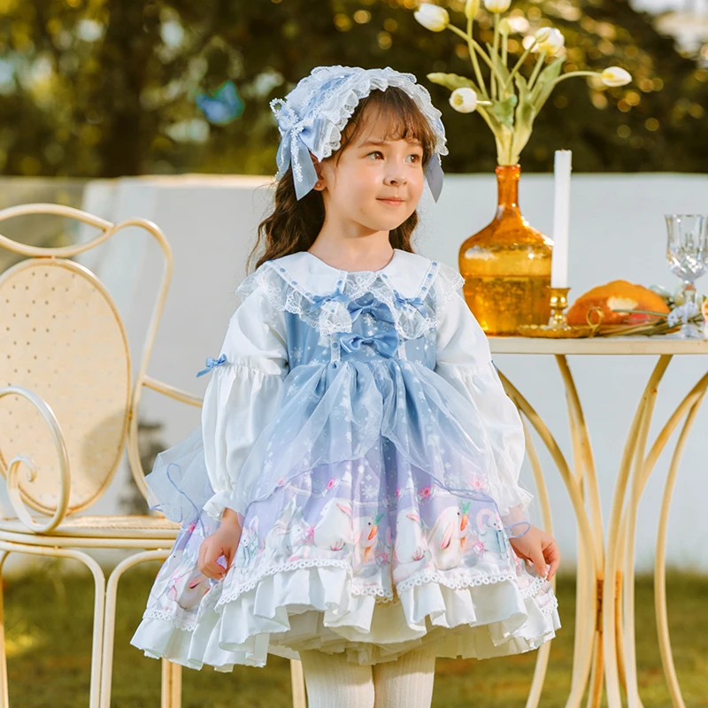 ZIIVAXXY枝芽2025新款女童装长袖公主蓬蓬裙女童洛丽塔Lolita裙子