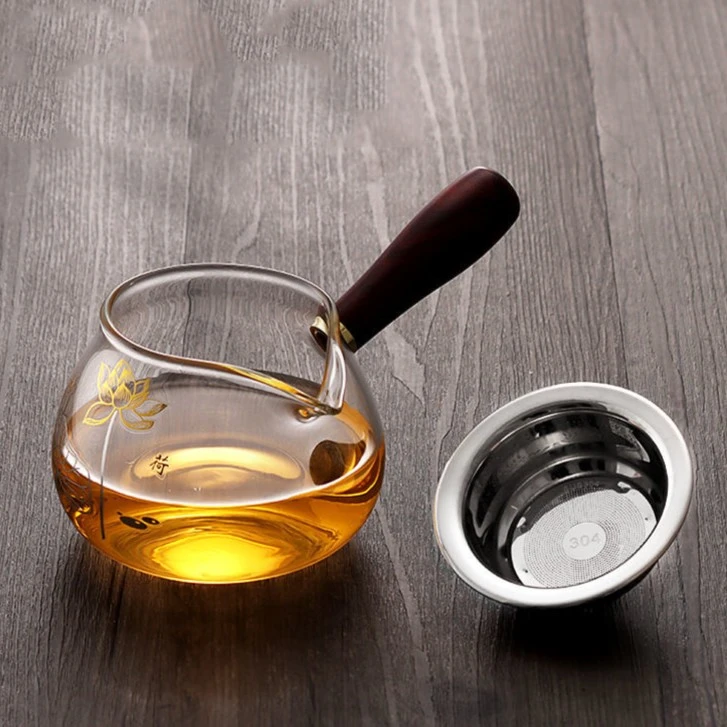 木把透明玻璃公道杯分茶杯茶海茶壶加厚耐热侧把壶分茶器茶漏可选