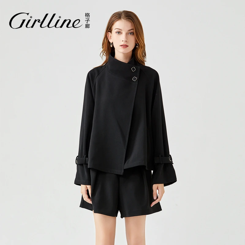 【GIRllINE】格子廊设计师立领不规则时尚套装80YGF131+80BGF116