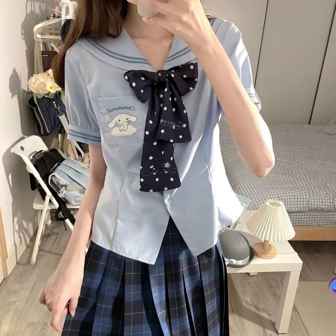 【梗豆物语】三丽鸥联名款玉桂狗衬衫短袖甜美少女水手领上衣女
