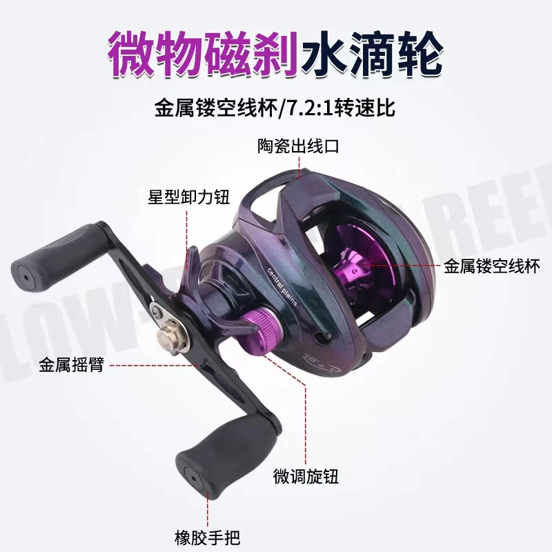 远投水滴轮路亚轮微物轮防炸线滴水轮双刹车全金属黄铜主轴