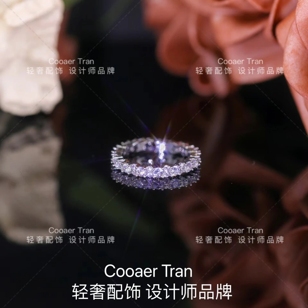 COOAER TRAN 铜合金戒指 大牌高定微镶满钻经典满钻女戒指ZJ1047#
