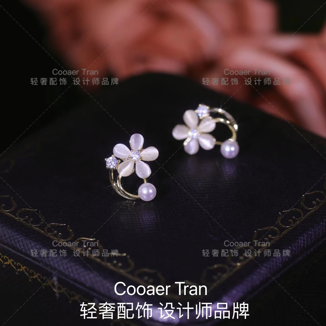 铜合金耳饰 网红爆款轻奢气质高级小花朵耳环女耳饰RH6591#
