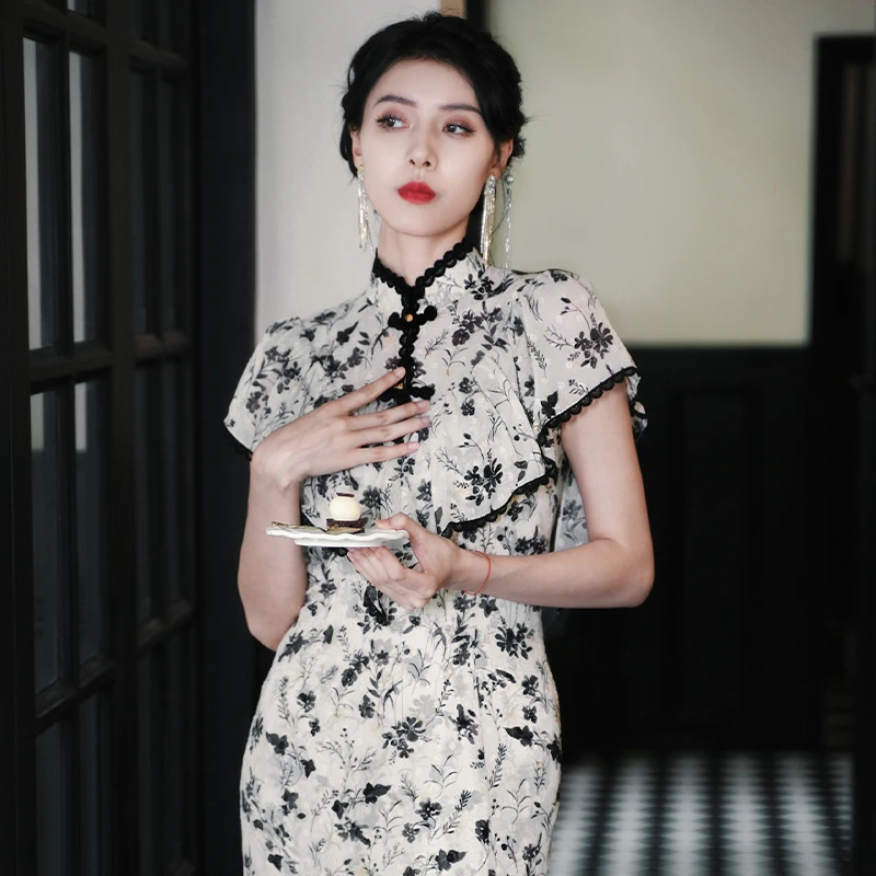 四美子半生烟雨夏秋季改良旗袍连衣裙子少女新款新中式中国风女装