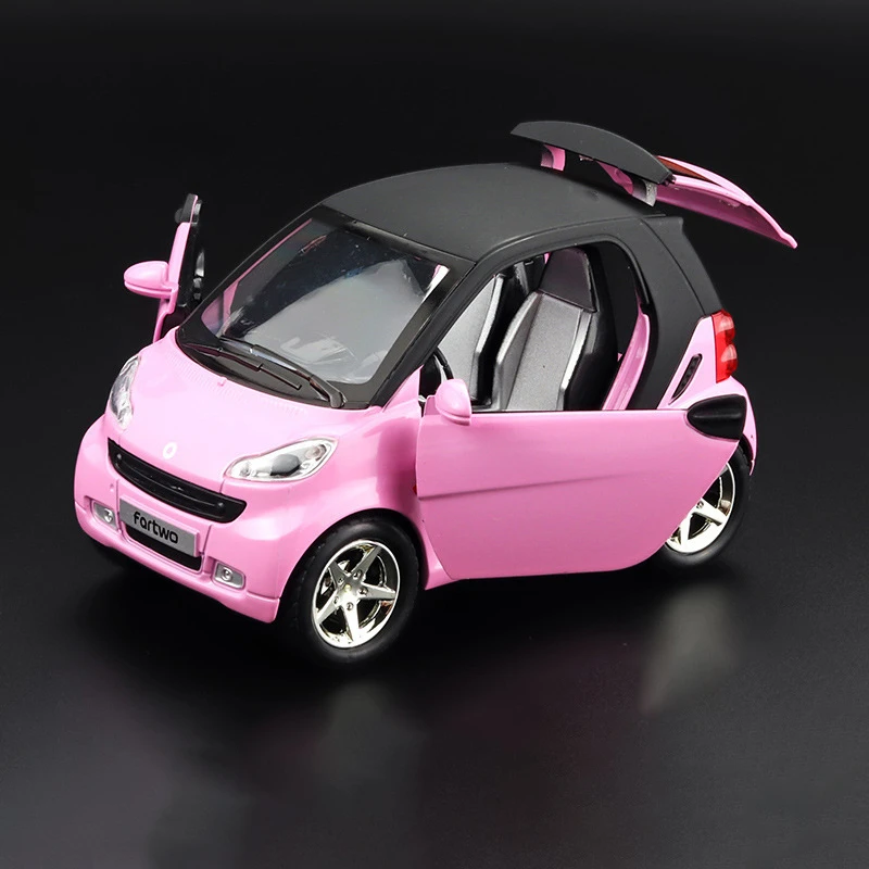 金属儿童玩具奔驰SMART合金汽车模型好玩可爱呆萌回力声光仿真车