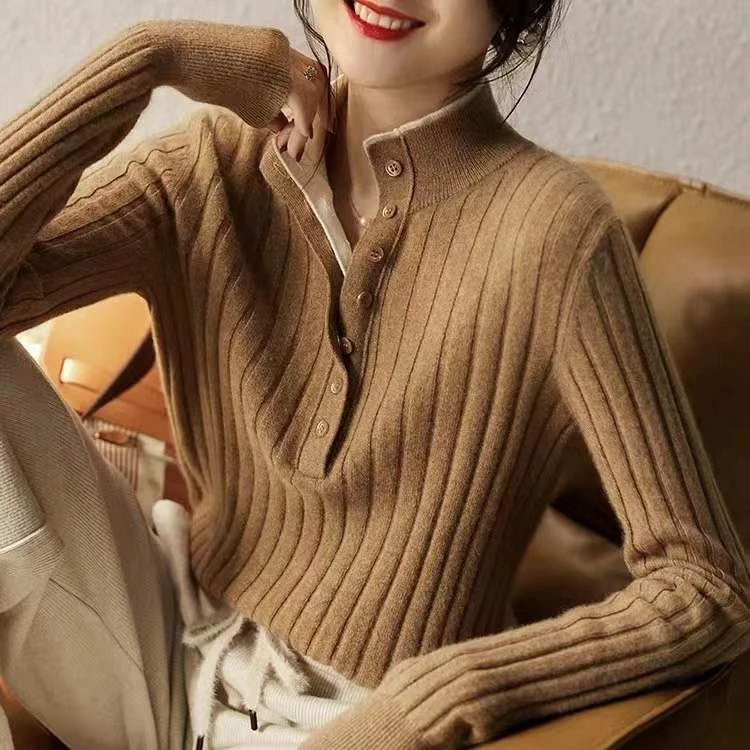 L*P款！时尚不臃肿！洋气假两件山羊绒毛衣女 5022018
