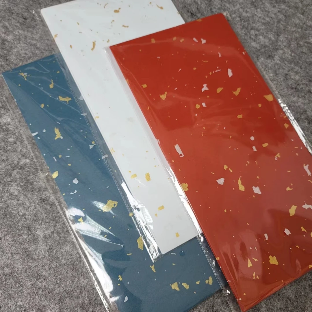 【雪花金-蜡染一笔笺】17*34cm  书法小楷作品纸  半生熟