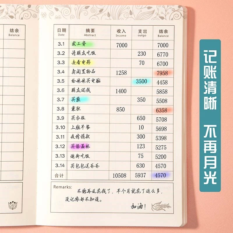 记账本手帐明细账家庭理财笔记本韩国可爱懒人现金日记账本店铺营