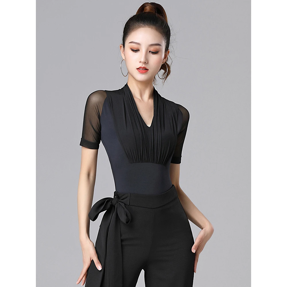 网红拉丁舞服女成年新款上衣显瘦国标摩登舞蹈练功服吉特巴连体衣