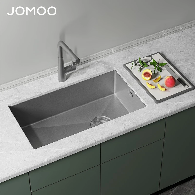 JOMOO/九牧厨房304不锈钢水槽单槽不含水龙头06250-AZ-1 抗刮加厚