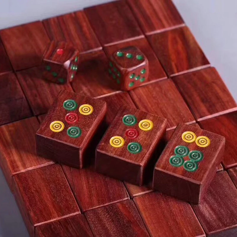 精品实用简约精美正宗紫光檀赞比亚血檀木麻将大号实木款