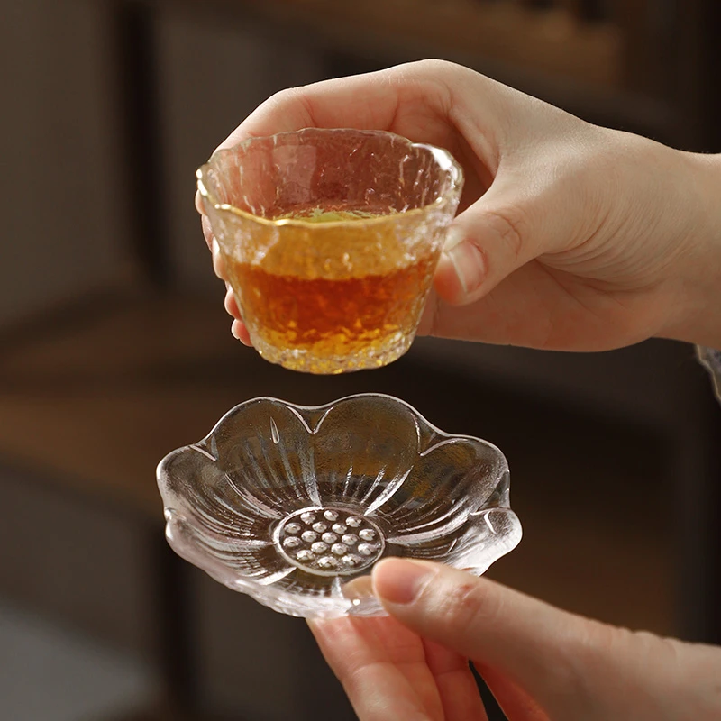 日式杯托玻璃茶杯垫创意圆形隔热垫杯垫轻奢功夫茶托功夫茶道茶艺