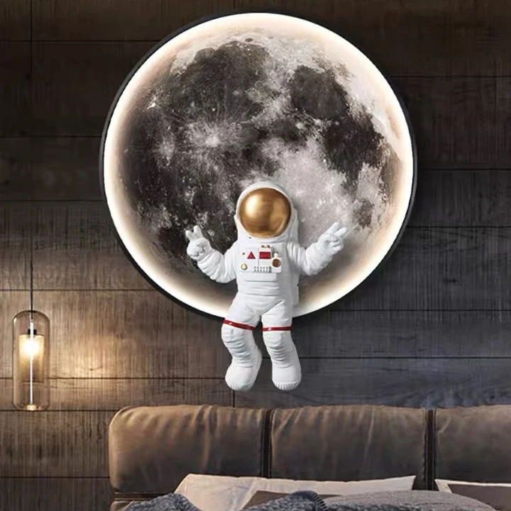 立体儿童房发光装饰画孩子卧室宇航员实物挂画温馨床头LED星空画