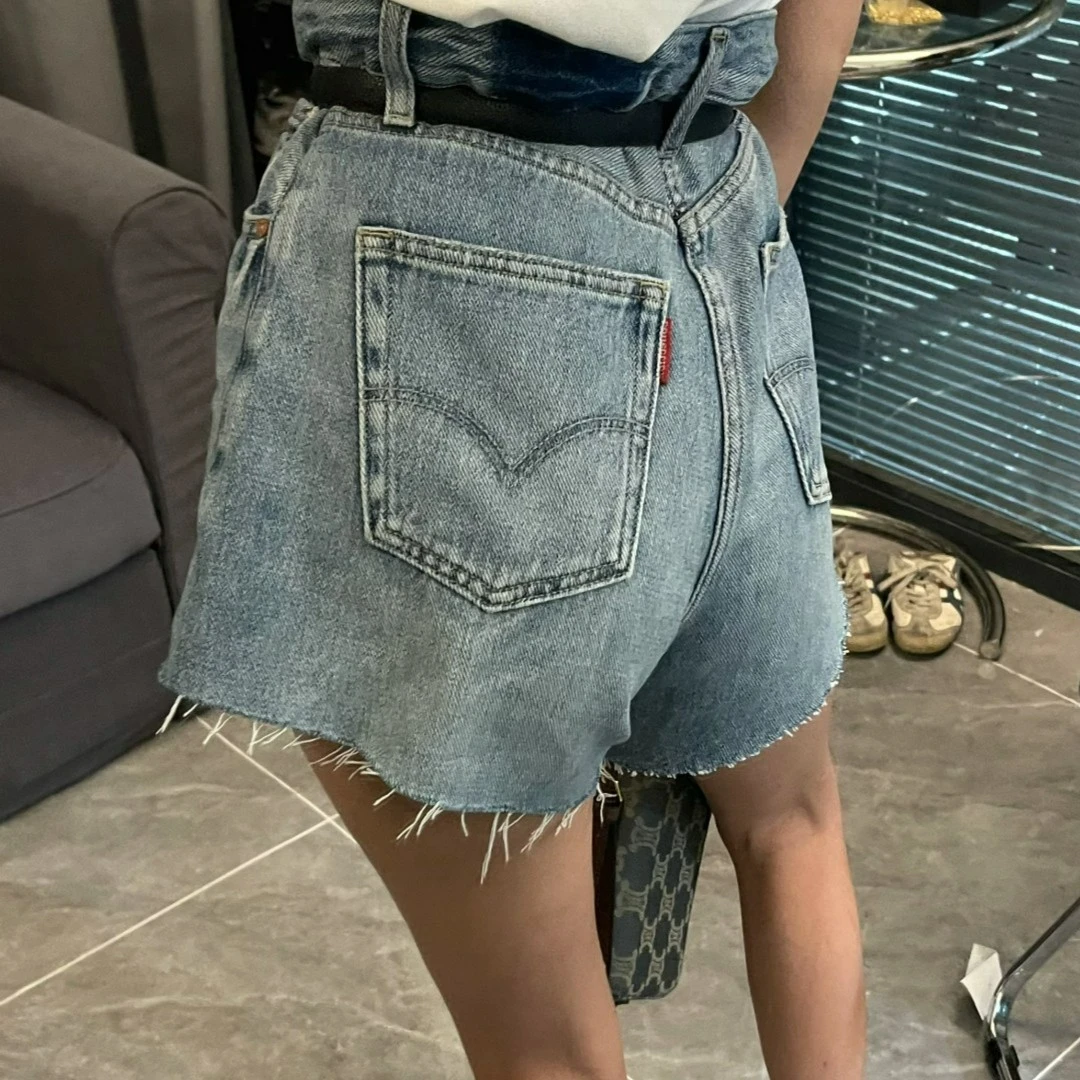 【苏婷服饰】短裤女 牛仔裤子溜须边设计A字摆夏季2022新款宽松潮