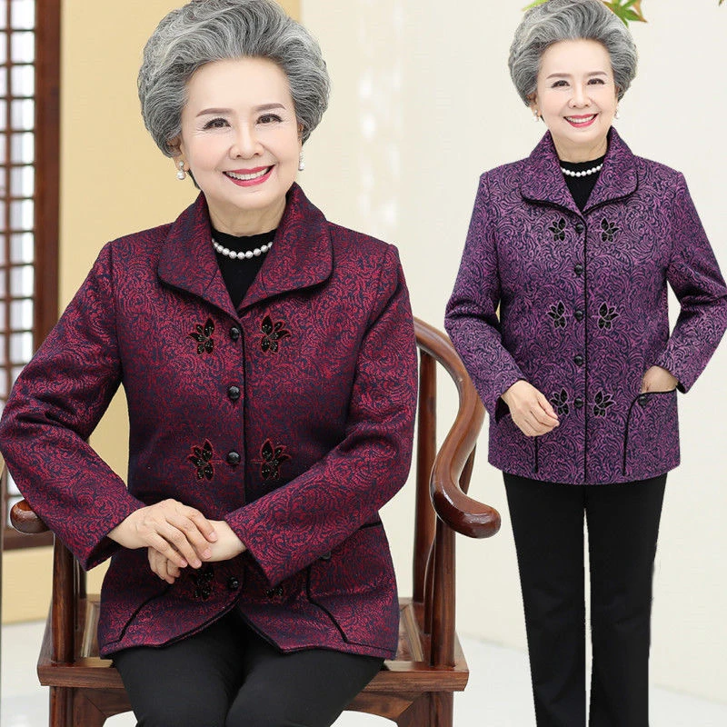 老年人秋装女60岁妈妈装春装上衣奶奶外套中老年春秋装老人衣服女